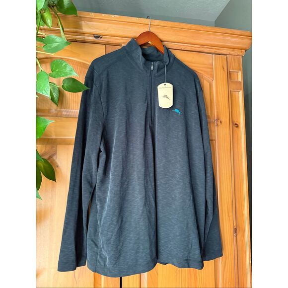 Tommy Bahama TENCEL™ Modal Quarter-Zip Pullover – Black , XXL NWT - Picture 3 of 10